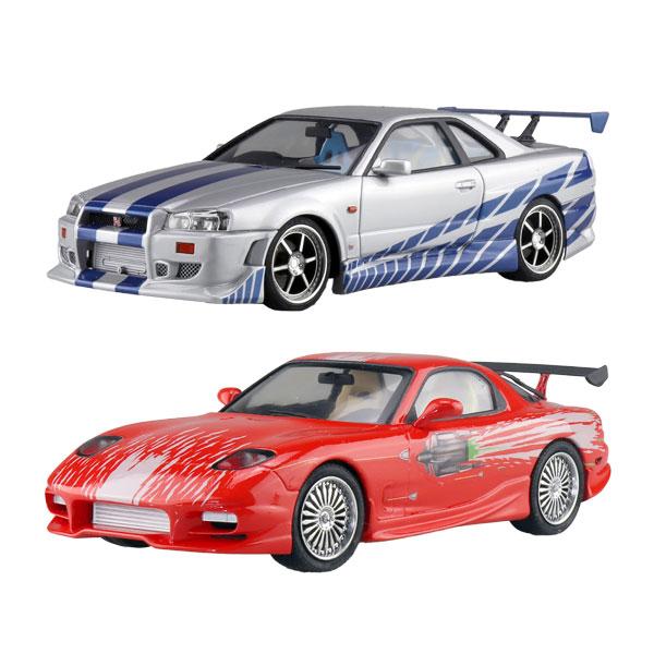 送料無料◆アオシマ ムービーメカ 1/24 ワイルド・スピード 2種セット (R34 スカイライン ...