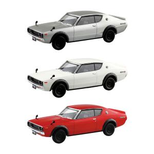 送料無料◆アオシマ 楽プラ スナップキット No.24-SR/WE/RD 1/32 ニッサン C110スカイラインGT-R 3種セット (シルバー/ホワイト/レッド) プラモ 【未定予約】