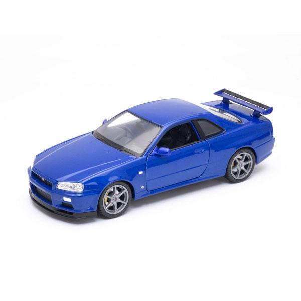 WELLY 1/24 ニッサン スカイライン GT-R(R34) MTブルー ダイキャストモデル ミ...
