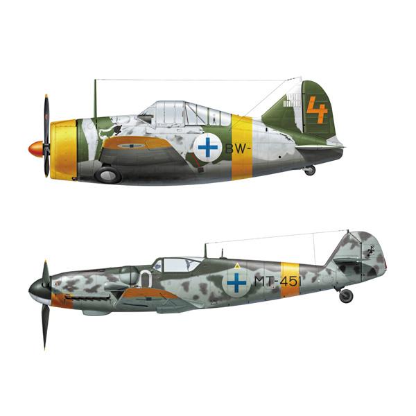 ハセガワ 1/72 B-239 バッファロー＆メッサーシュミット Bf109G-6 “ユーティライネ...