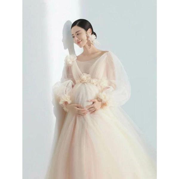 マタニティドレス ワンピース 写真撮影 シースルードレス 高級感 ふわふわスカート 妊婦 マタニティ...