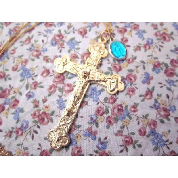 メダイ教会ネックレス（ミニエメラルド&amp;ビッグクロス）