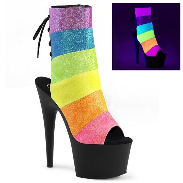 ショートブーツ ブーティ 厚底 Pleaser プリーザー 18 cm ヒール オープントゥ マルチ...
