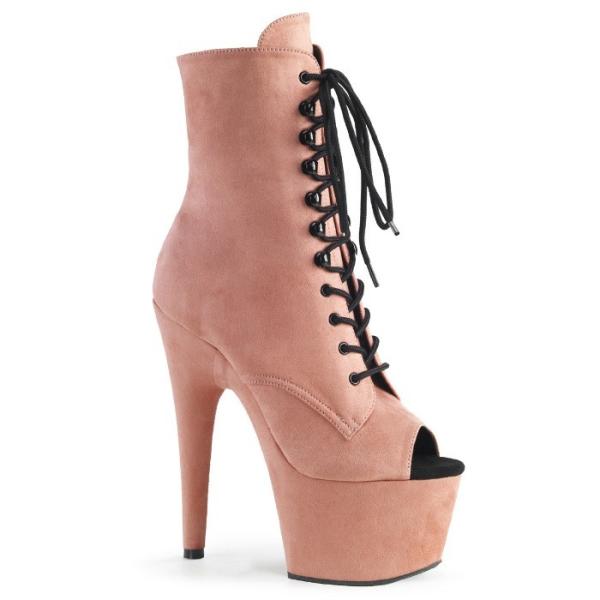 Pleaser プリーザー ショートブーツ 厚底 18 cm ヒール ベビーピンク 編み上げ レース...