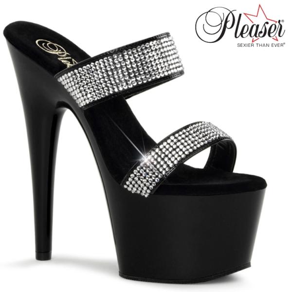 Pleaser プリーザー ミュール サンダル 厚底 18 cm ヒール 黒 ブラック ベルト ライ...