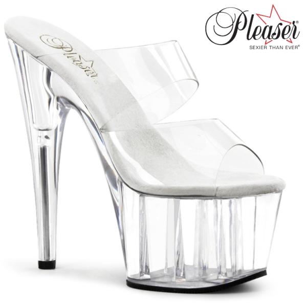 Pleaser プリーザー ミュール サンダル 厚底 18 cm ヒール クリア ダブルベルト 大き...