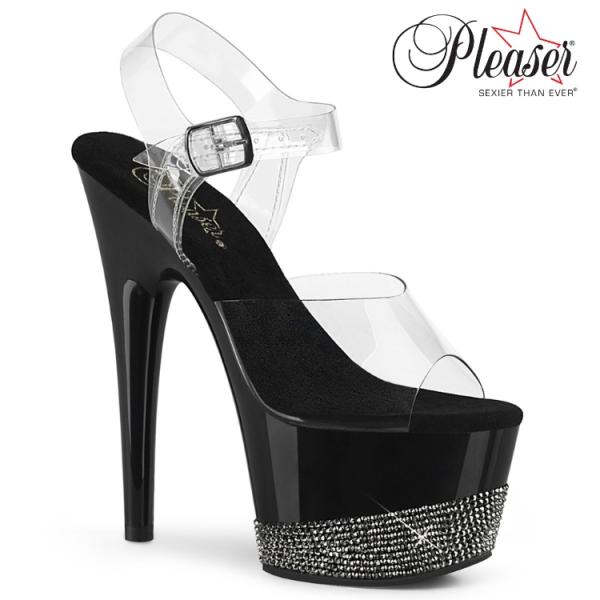 Pleaser プリーザー キャバ ヒール サンダル 厚底 18 cm ヒール クリア 黒 ブラック...