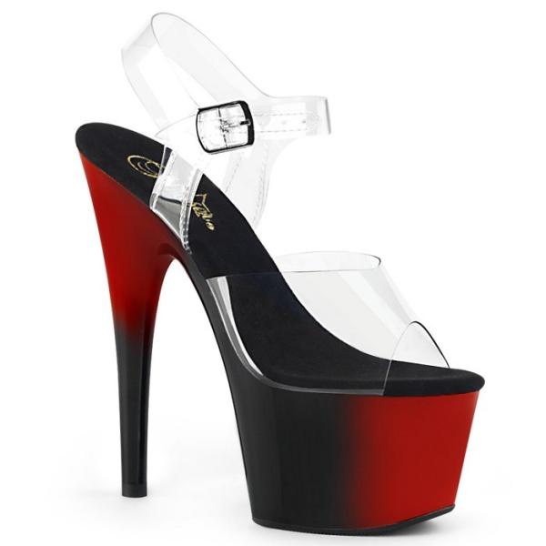 Pleaser プリーザー キャバ ヒール サンダル 厚底 18 cm ヒール クリア 赤 レッド ...