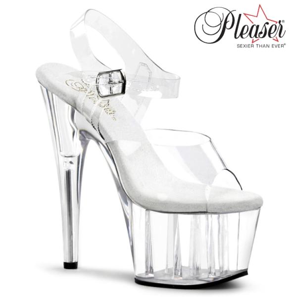 Pleaser プリーザー サンダル 厚底 18 cm ヒール クリア アンクルストラップ ハイヒー...