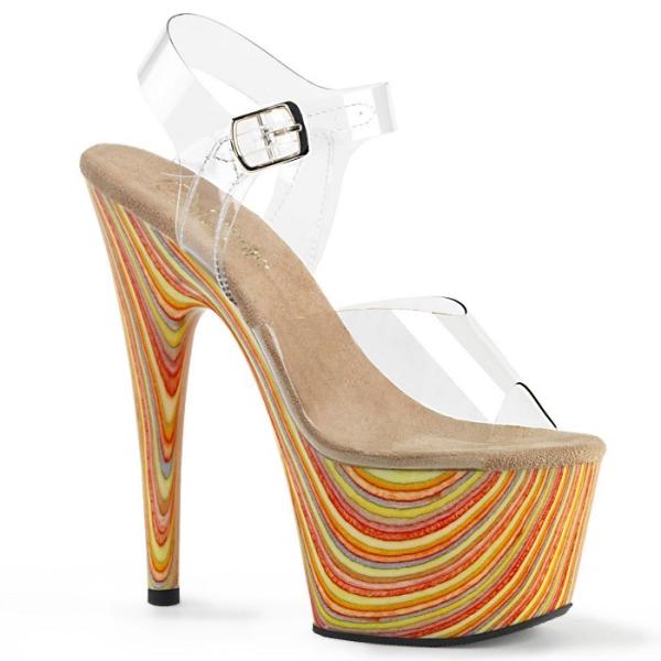 Pleaser プリーザー サンダル 厚底 18 cm ヒール クリア マルチカラー アンクルストラ...
