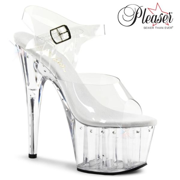 Pleaser プリーザー サンダル 厚底 18 cm ヒール クリア ラインストーン ストラップ ...