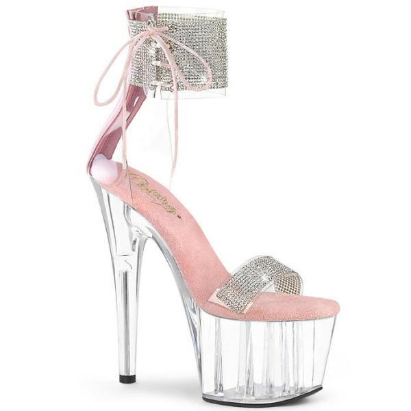 Pleaser プリーザー サンダル 厚底 18 cm ヒール ベビーピンク クリア ラインストーン...