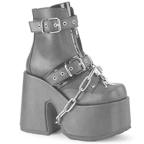 demonia デモニア ショートブーツ 厚底 13 cm ヒール 黒 ブラック 合皮 つや消し ベ...