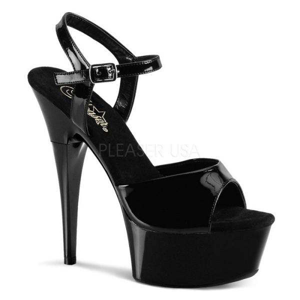 Pleaser プリーザー サンダル 厚底 黒 ブラック エナメル 15 cm ヒール 高め レディ...