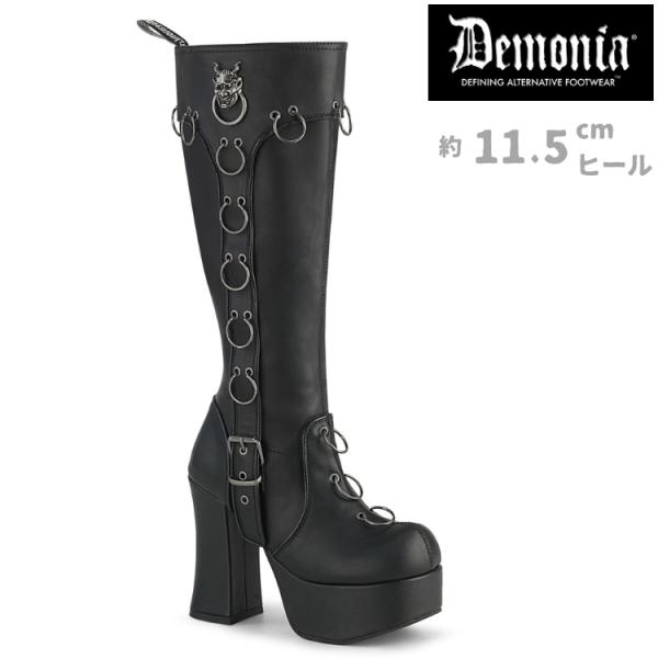 demonia デモニア 厚底 ブーツ ロングブーツ 約 11cm ヒール 12cm 黒 ブラック ...
