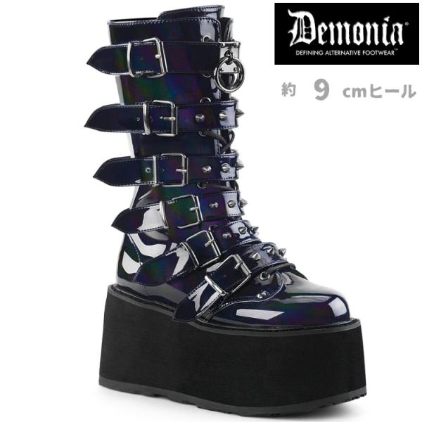 demonia デモニア 厚底 ブーツ ミドルブーツ ショートブーツ 厚底 9cm ヒール 黒 ブラ...