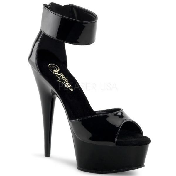 キャバ ヒール サンダル 厚底 Pleaser プリーザー 15cm ヒール 黒 ブラック エナメル...