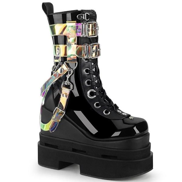 demonia デモニア ショートブーツ 厚底 ウェッジソール 13 cm ヒール 黒 ブラック エ...
