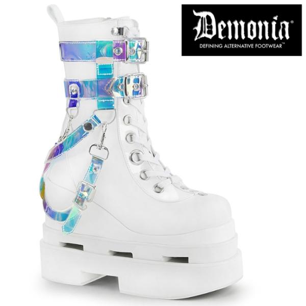 demonia デモニア ショートブーツ 厚底 ウェッジソール 13 cm ヒール 白 ホワイト 合...