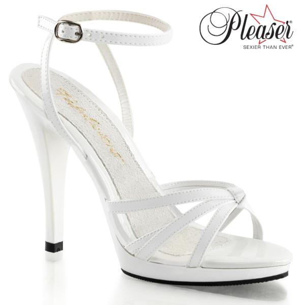 Pleaser プリーザー ハイヒール サンダル 11 cm ヒール ヒール 白 ホワイト エナメル...