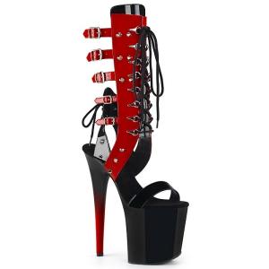 20cm ヒール Pleaser プリーザー サンダル 厚底 ブーツサンダル 超厚底 黒 ブラック 赤 レッド レースアップ オープントゥ ストラップ 大きいサイズ 取寄｜dimples