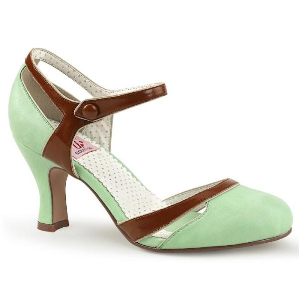 Pleaser プリーザー パンプス 7.5cm ヒール ミント 茶 ブラウン バイカラー 合皮 ス...