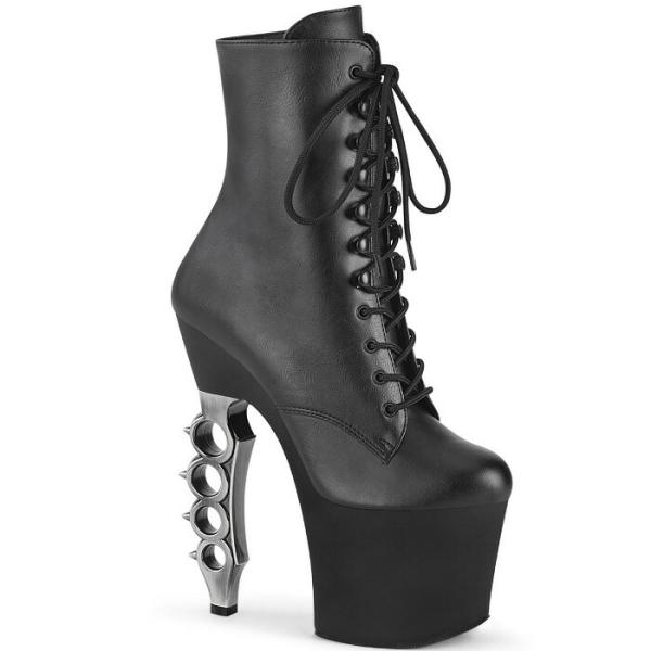Pleaser プリーザー ショートブーツ 厚底 18cm ヒール ブーツ ハイヒール つや消し 黒...