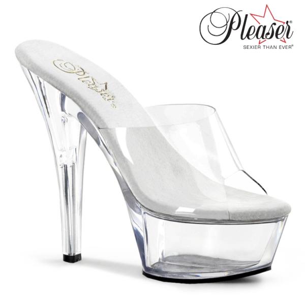 キャバ ヒール ミュール サンダル 厚底 Pleaser プリーザー 15 cm ヒール クリア ク...