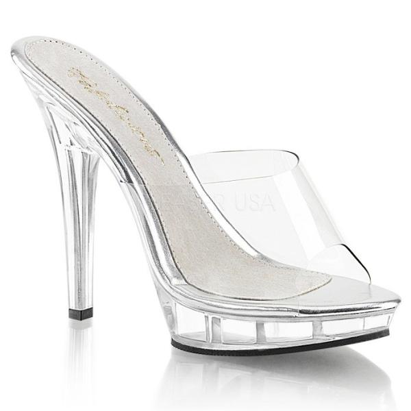 Pleaser プリーザー キャバ ヒール ミュール サンダル クリア 13 cm ヒール 高め レ...