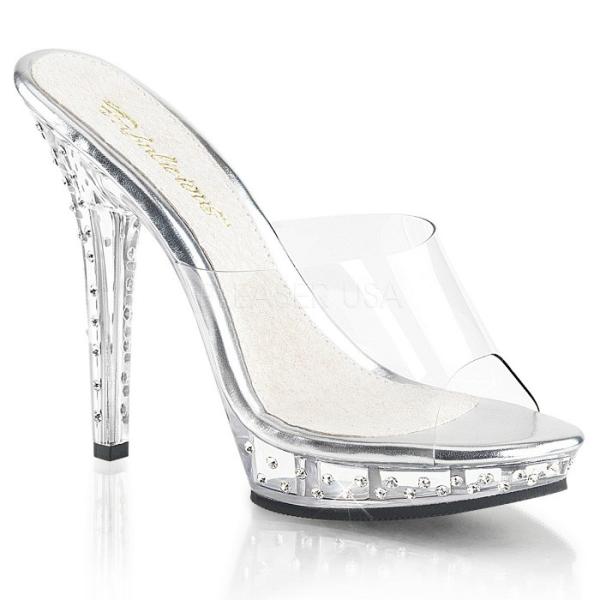 Pleaser プリーザー キャバ ヒール ミュール サンダル クリア 13 cm ヒール 高め レ...