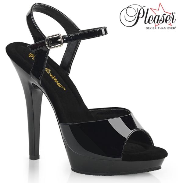 Pleaser プリーザー キャバ ヒール サンダル 黒 ブラック エナメル 13 cm ヒール 高...