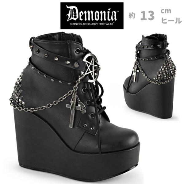 demonia デモニア 厚底 スニーカー ブーティー シューズ 13 cm ヒール 黒 ブラック ...