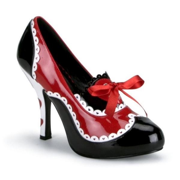 Pleaser プリーザー パンプス 10cm ヒール 黒 ブラック 白 ホワイト 赤 レッド リボ...
