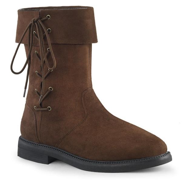 Pleaser プリーザー ショートブーツ ローヒール 2.5cm ヒール 茶 ブラウン カフ付き ...