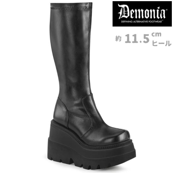 demonia デモニア 厚底ブーツ ロングブーツ 厚底 11.5cm プラットフォーム ウェッジソ...