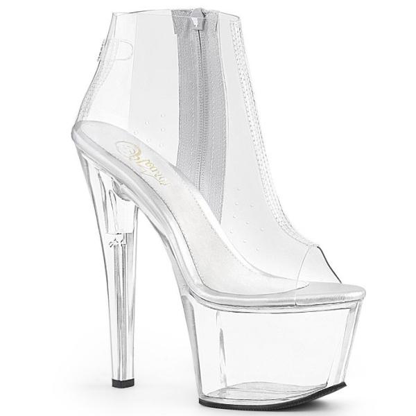 Pleaser プリーザー ヒール ショートブーツ 厚底 18 cm ヒール クリア エナメル ハイ...