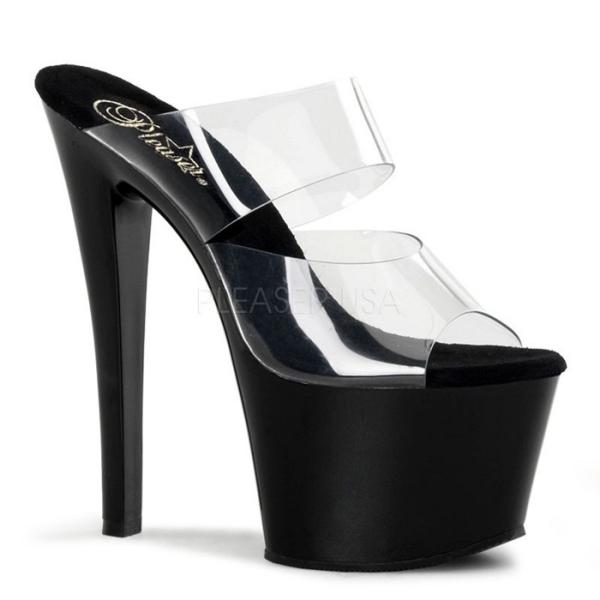 Pleaser プリーザー ヒール キャバ ミュール サンダル 厚底 18 cm ヒール クリア 黒...