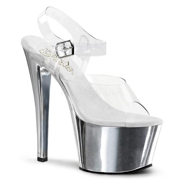 Pleaser プリーザー ヒール キャバ サンダル 厚底 18 cm ヒール 銀 シルバー クリア...