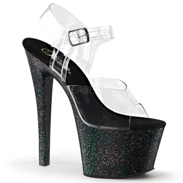 Pleaser プリーザー ヒール キャバ サンダル 厚底 18 cm ヒール 黒 ブラック クリア...