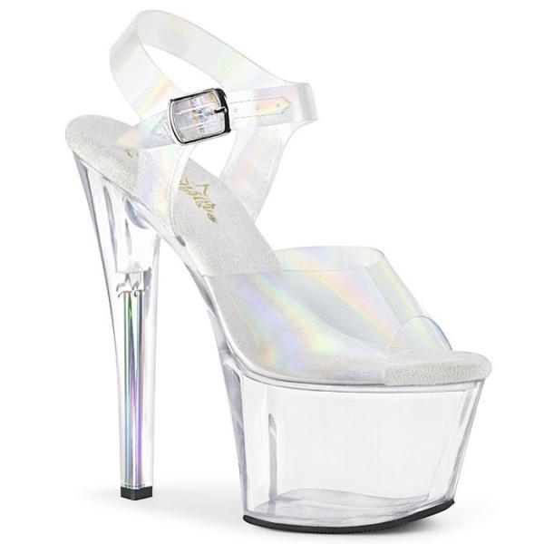 Pleaser プリーザー ヒール キャバ サンダル 厚底 18 cm ヒール クリア ホログラム ...