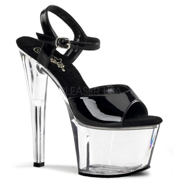 Pleaser プリーザー ヒール キャバ サンダル 厚底 18 cm ヒール 黒 ブラック クリア...