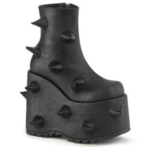 demonia デモニア ショートブーツ 厚底 ウェッジソール 18 cm ヒール 黒 ブラック 棘デザイン 厚底靴 アンクルブーツ 大きいサイズ 靴 レディース メンズ 取寄