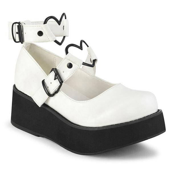 demonia デモニア パンプス 厚底 ラバーソール 6 cm ヒール 白 ホワイト 黒 ブラック...