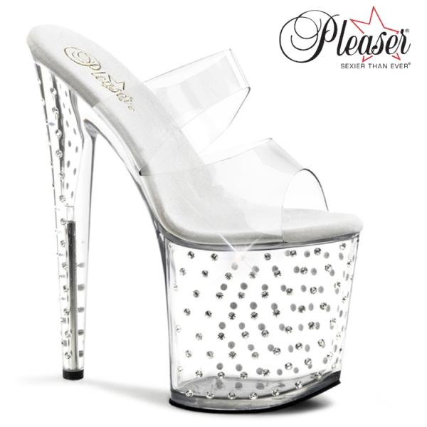 Pleaser プリーザー ヒール キャバ ミュール サンダル 厚底 20 cm ヒール クリア オ...