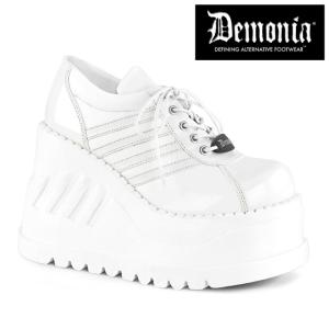 demonia デモニア 厚底 スニーカー ハイソール レディース メンズ 12 cm ヒール ウェッジソール 白 ホワイト 編み上げ ダッドスニーカー ダッドシューズ 即納