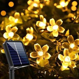 ストリングライト ソーラー ライト イルミネーションライト 屋外 イルミネーションライト ガーデンライト 50LED電球 7M 桜の花 8モード IP65防水夜間自動点灯
