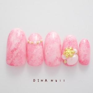 ネイルチップ ピンク系タイダイ柄雪結晶パーツ ショートからレギュラーオーバルまで長さが選べるデザインつけ爪 サイズオーダー ハンドメイド A115 Dinaネイル 通販 Yahoo ショッピング