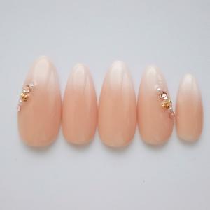 ジェルネイルチップ レッドベージュ ライトテラコッタ ミラーフレンチ