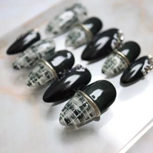 ジェルネイルチップ グレーブラックツイード柄 ショート つけ爪 デザイン Prettyfunnyballoons Com