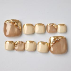 フットネイルチップ ヌーディーホワイトグラデーションスワロパール 足